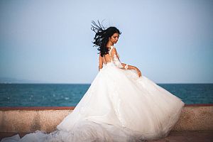 vestido novia en la playa
